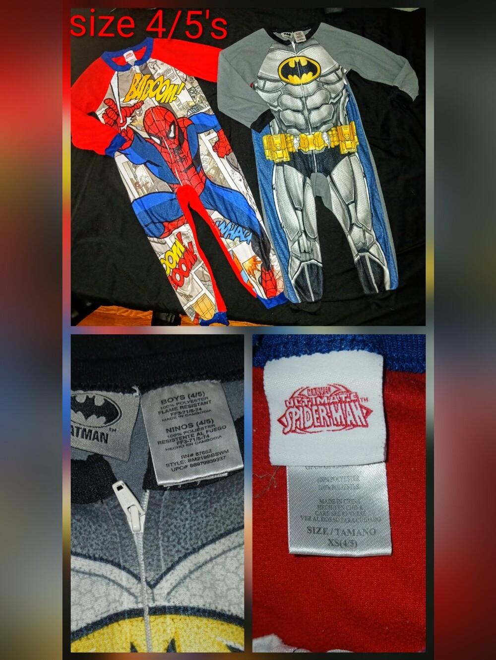 Batman And Spider-Man Zip PJ's No Footies Bundle